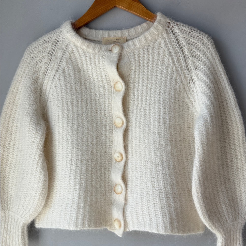 Sezane Emile Cardigan Cropped Ecru - Picture 5 of 10